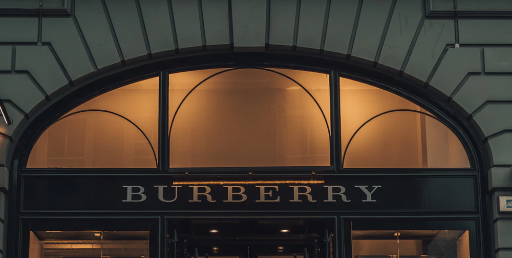 A Burberry shop sign close up