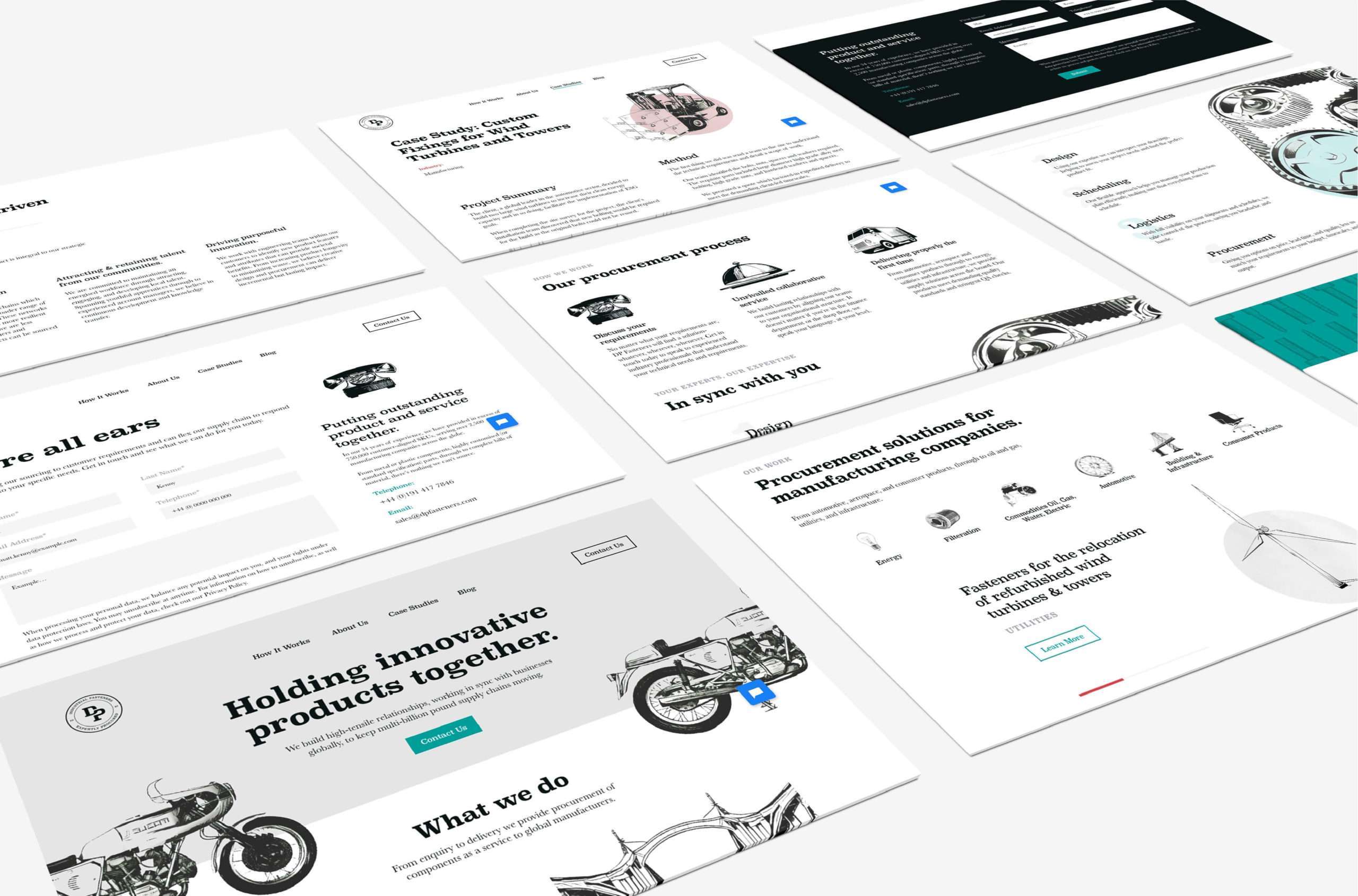 dp fasteners printed leaflets spread out on desk