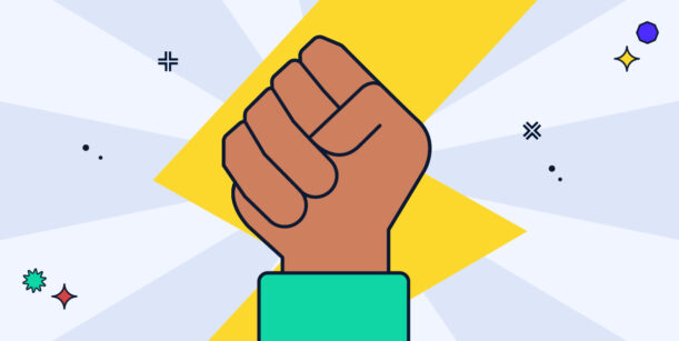 Brand revolution fist in the air