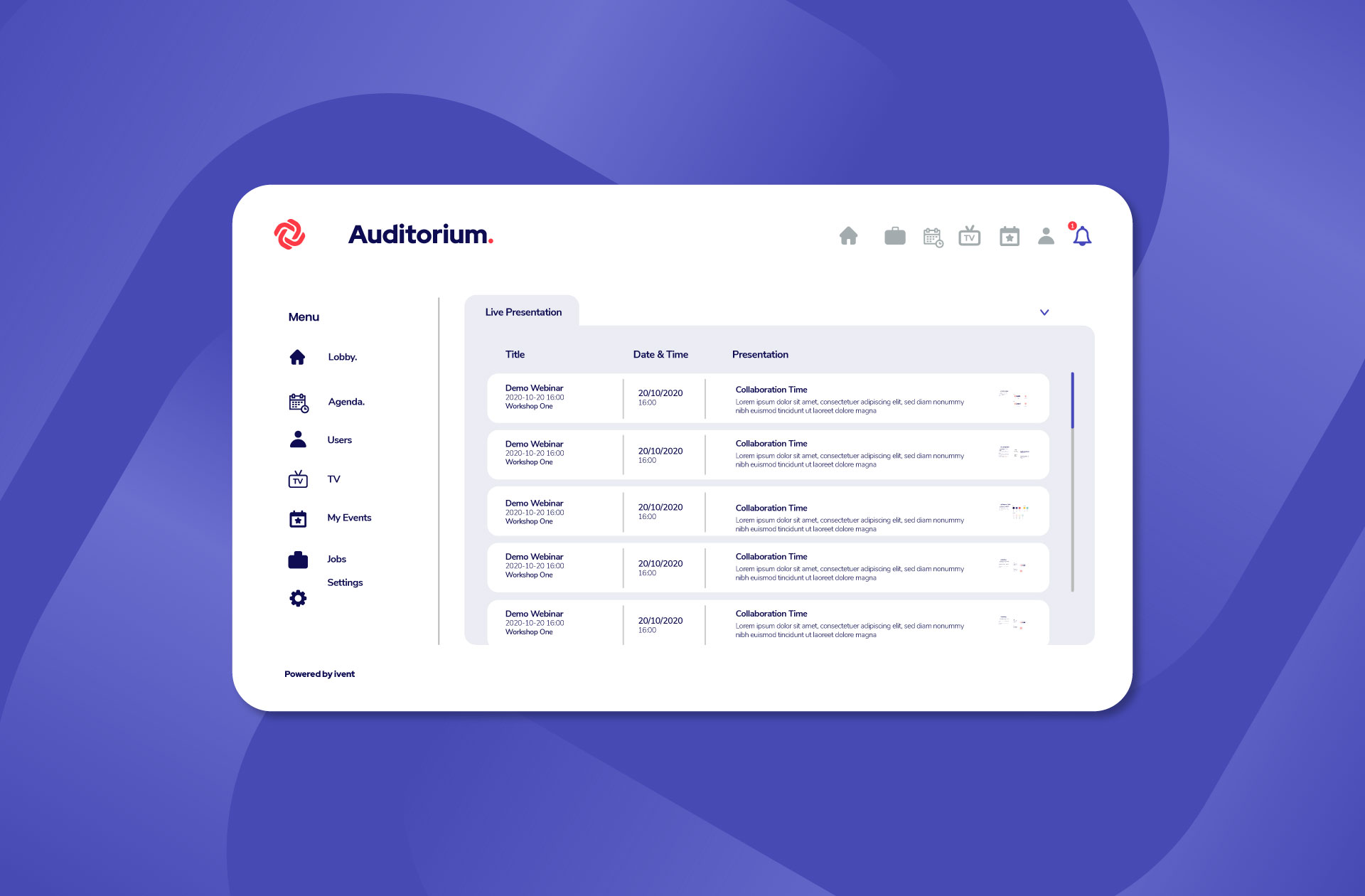 Ivent-portfolio-software-screen