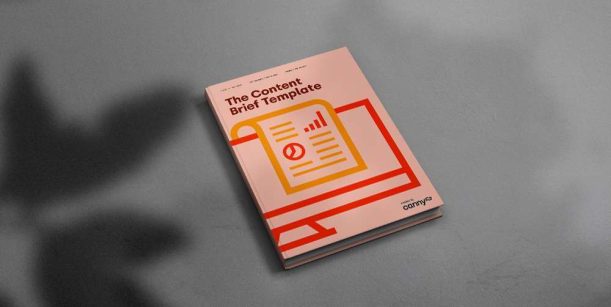 The content brief template on grey background