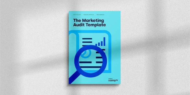 The marketing audit template on grey background