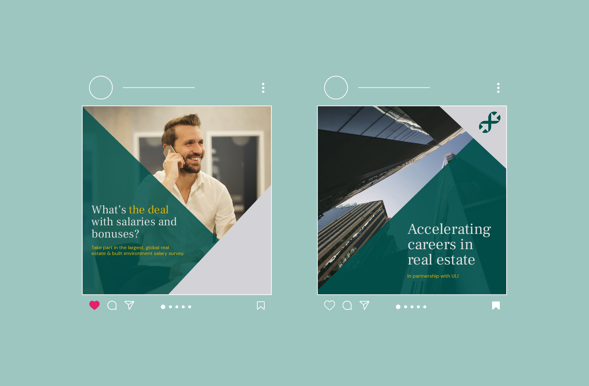 square social post templates on green background