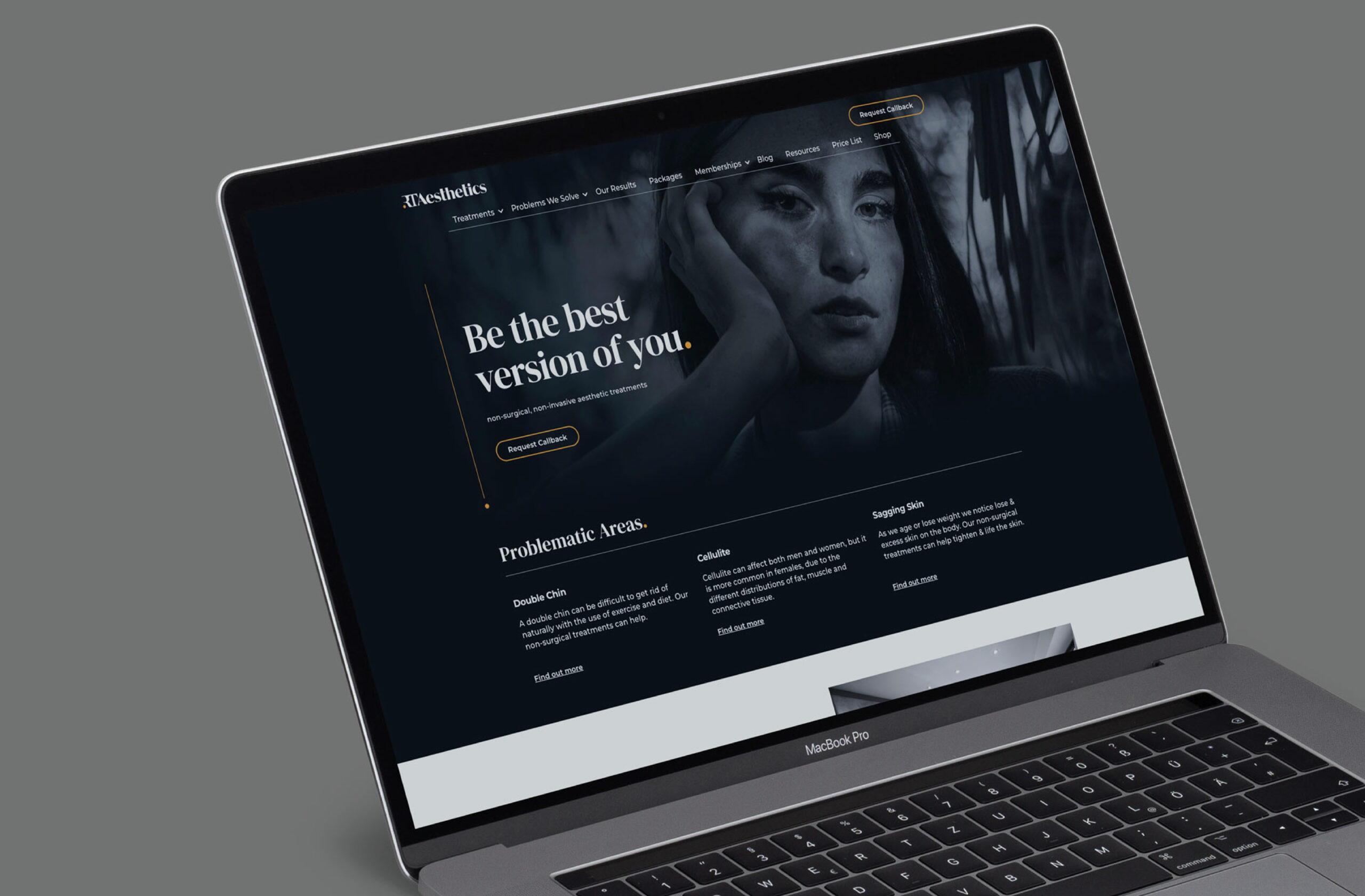 open laptop on grey background