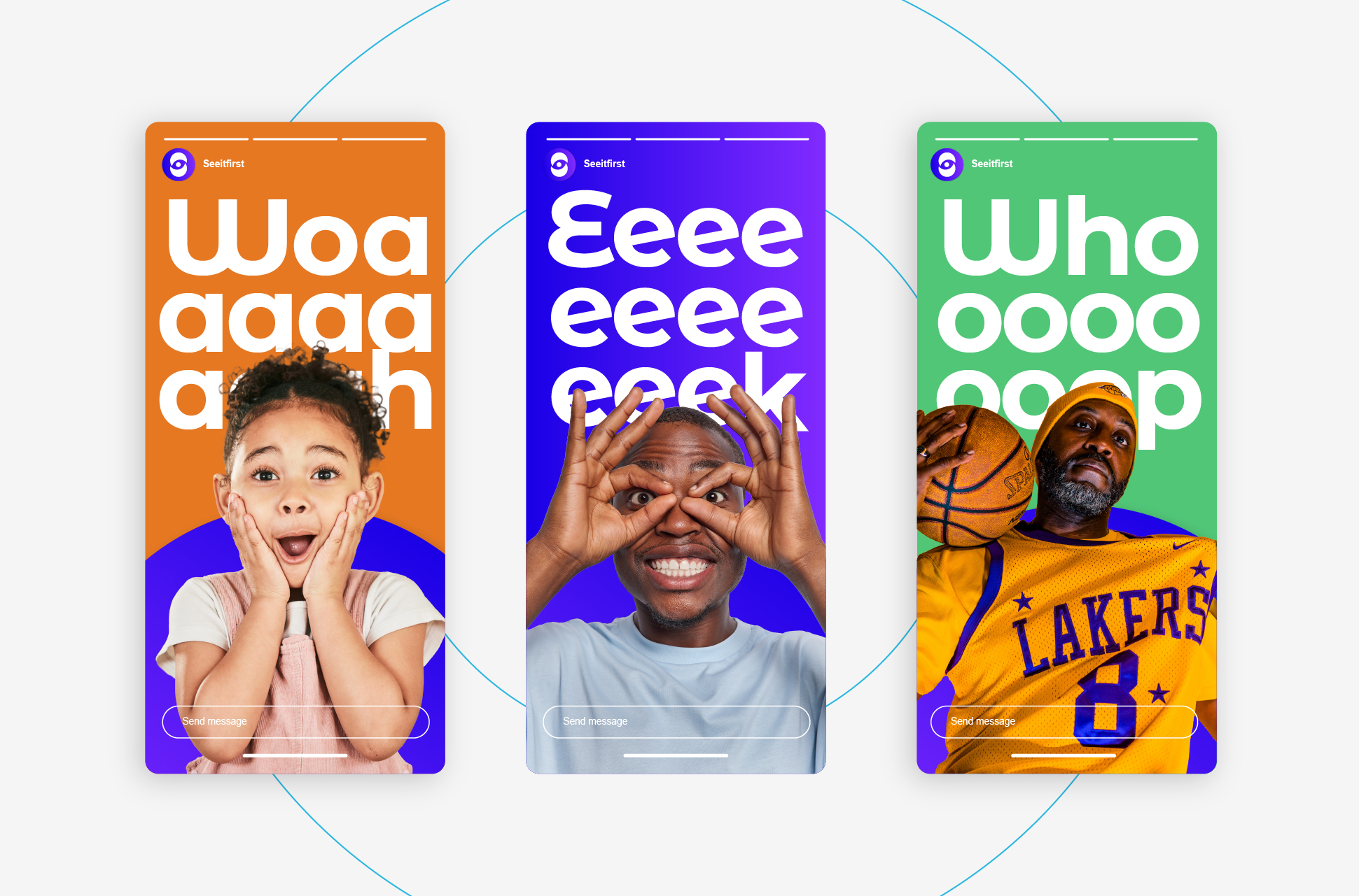 orange, purple, and green social media templates
