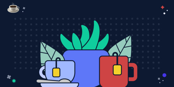 coloured cup illustrations on dark background