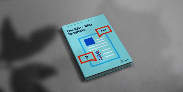 blue rfp/ rfq template on grey background