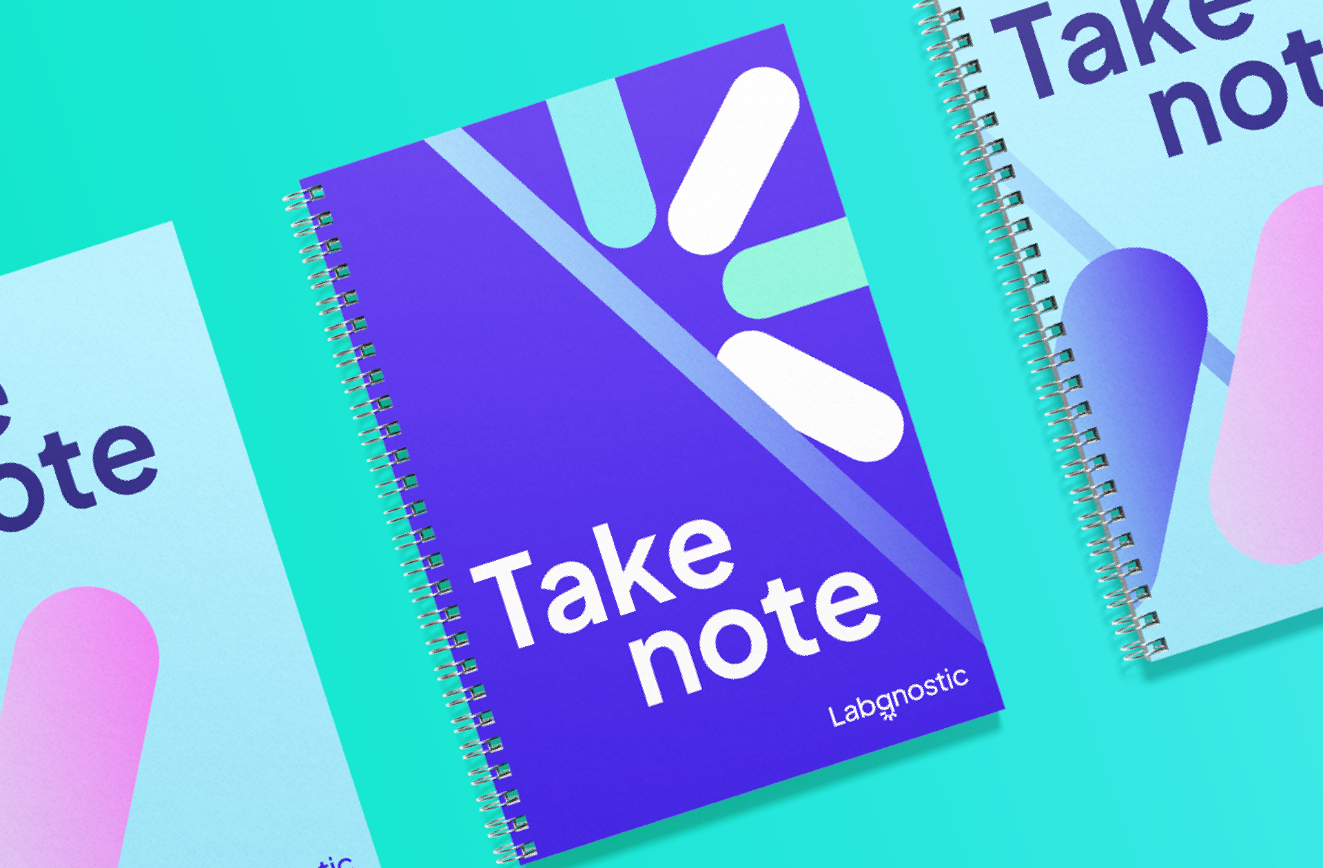 X-Lab notebook and alternative notebook designs featuring Labgnostic