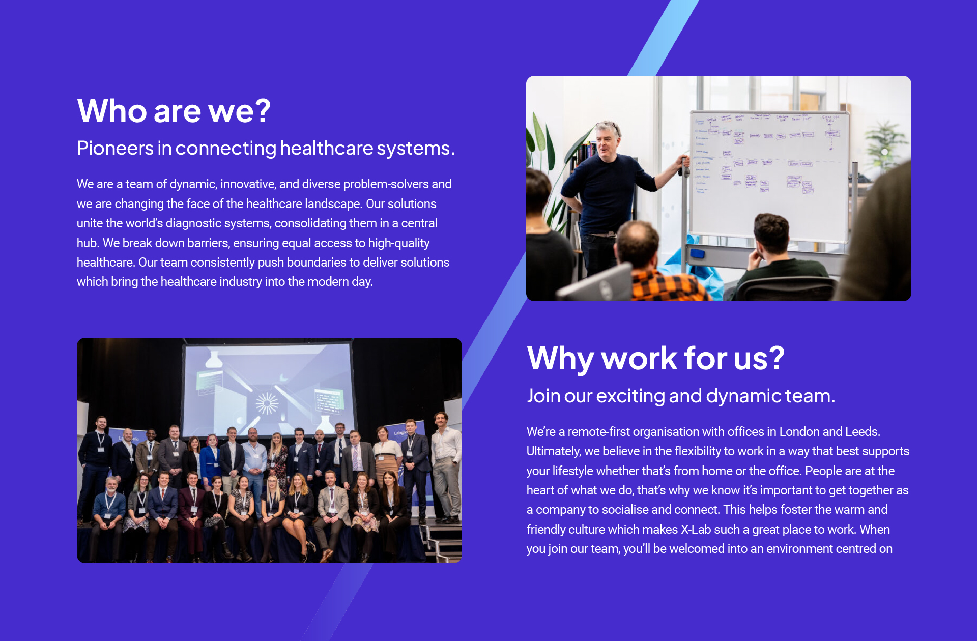 X-Lab website design for who are we section